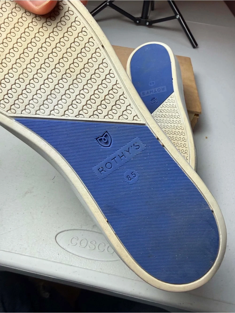 ROTHY'S US Sz 8.5 THE SNEAKER BLACK BLUE SLIP ON LUXURY SNEAKERS SHOES